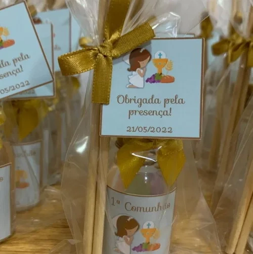 Lembrancinha p/ 1 Comunhão Aromatizador Dourado