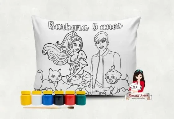 Almofada com Tinta para Colorir Barbie