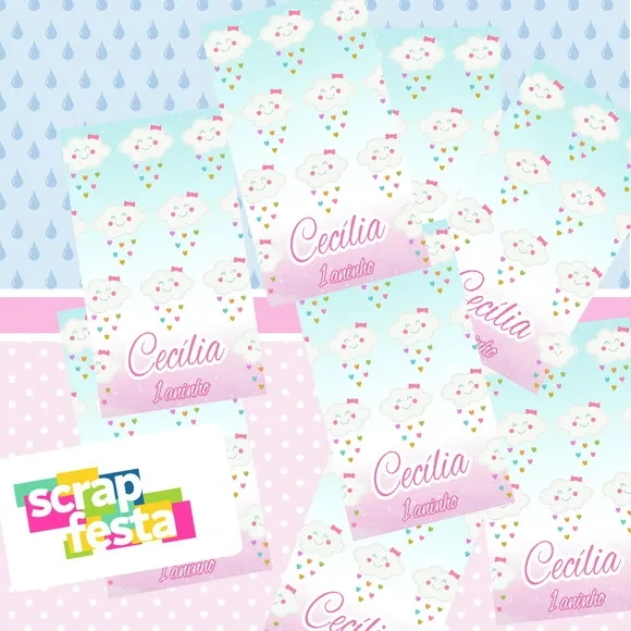 Adesivo Personalizado Retangular 4x7 Chuva de Amor