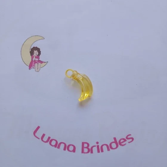Pingente Banana Amarelo de Acrilico 2,5cm Pct 40 Unidades