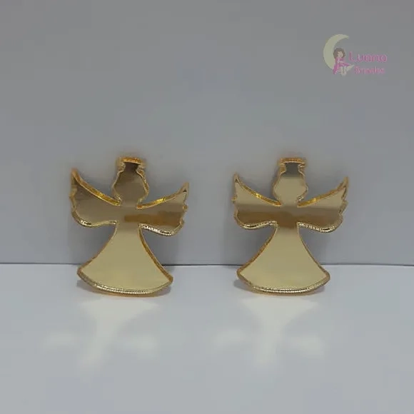 Aplique Anjinho Acrílico Espelhado Dourado - Pct C/7 Unid