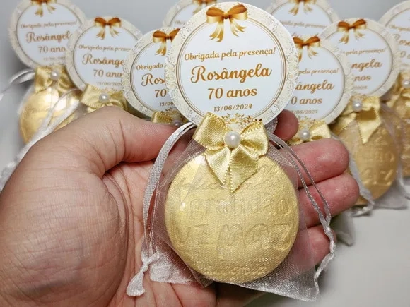 Lembrancinha 70 Anos: Sabonete Desejos de Gratidão P