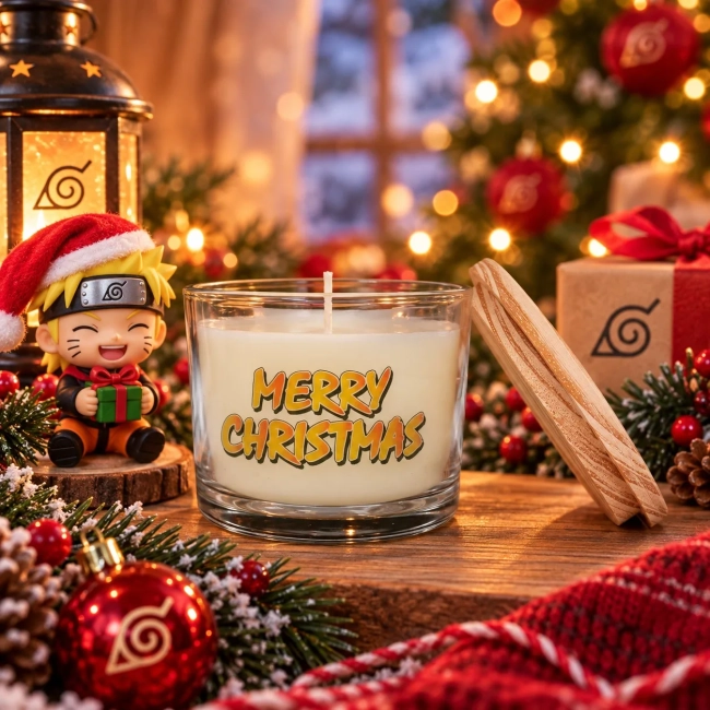 Vela Aromática no Copo Personalizada Natal Naruto - Trabalhamos com outros temas - Informar  tema no chat