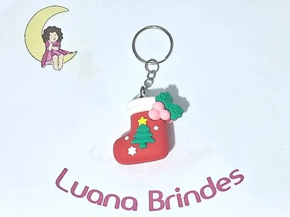 Chaveiro Natal Emborrachado 3d Pacote com 2 Unidades