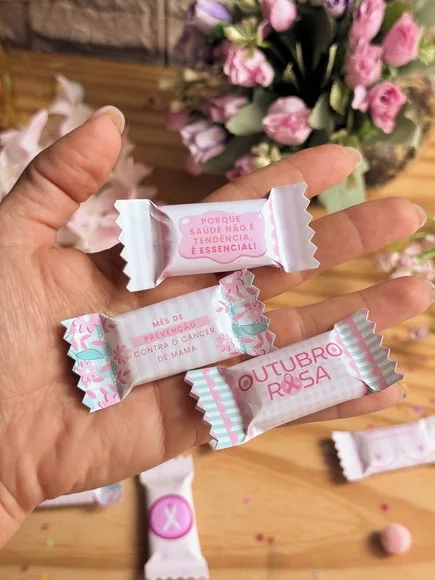 Balas Personalizadas Outubro Rosa - 50 Unidades