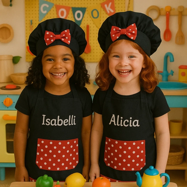 Avental e Touca Master e Mini Chef Personalizado