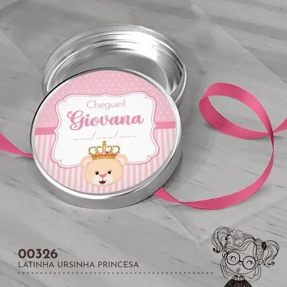 Latinha Adesivada Ursinha Princesa - 00326