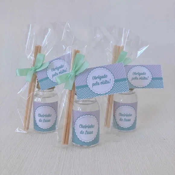 Lembrancinha Aromatizador Chevron cinza e verde