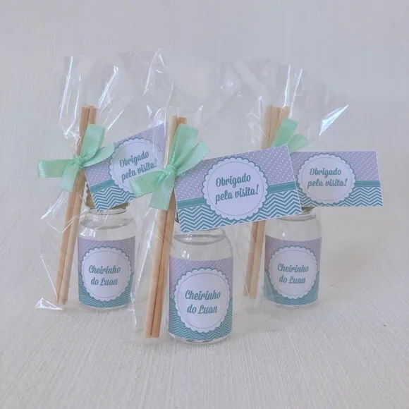 Lembrancinha Aromatizador Chevron cinza e verde