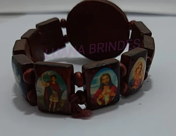 Pulseira dos Santos de madeira c/elástico - 1 unidade