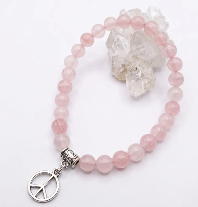 Pulseira Japamala 27 Contas Quartzo Rosa 6mm - Pingente à Escolha