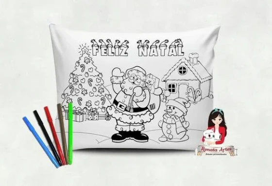 Almofada de Natal Personalizada para Colorir