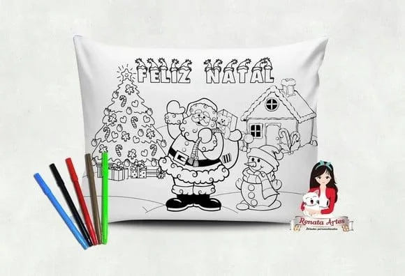 Almofada de Natal Personalizada para Colorir