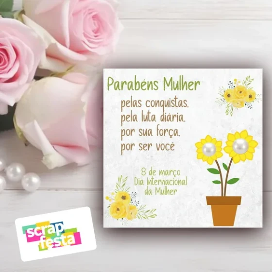 Tag com Brinco de Pérola Lembrancinha Dia da Mulher