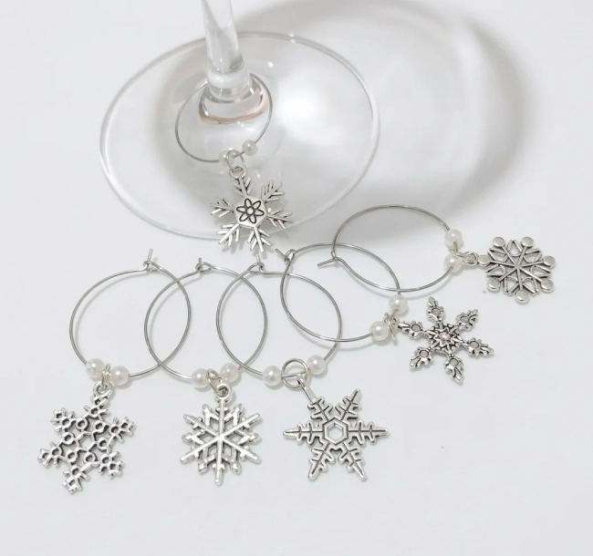 Kit Marcador De Taças Flocos (Escolha O Modelo) Natal / Ano Novo