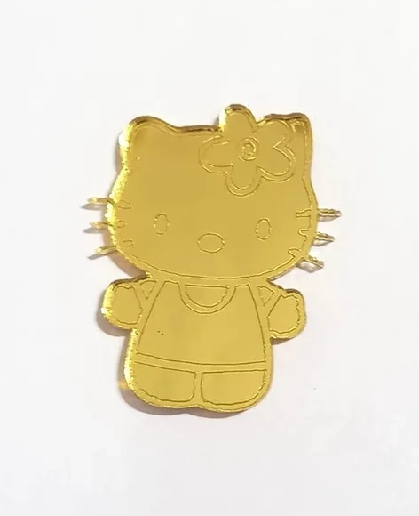 Aplique Hello Kitty Acrílico Espelhado - 6 Unidades