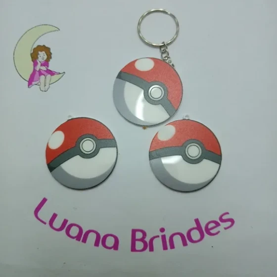 Chaveiro Pokébola de Acrílico Uv 4cm
