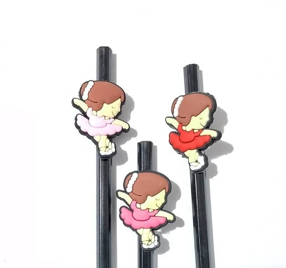 Lápis C/ponteira Bailarinas 3,5cm Emborrachado - 6 Unidades