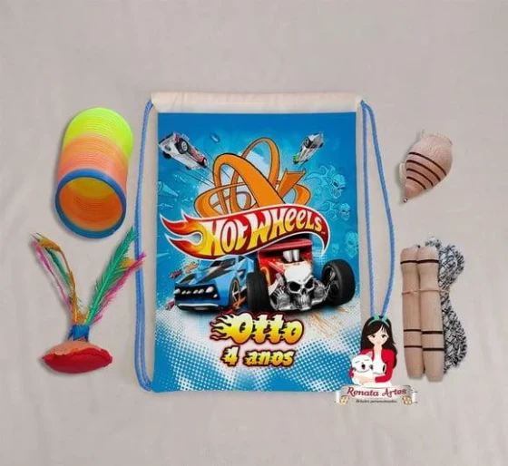 Mochila Boa Infância Personalizada Tema Hot Wheels