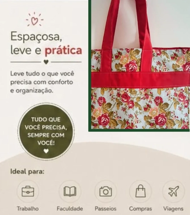 Bolsa de Tecido - Rosas