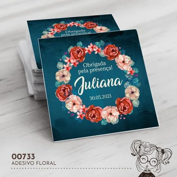 Adesivo Quadrado Floral - 00733