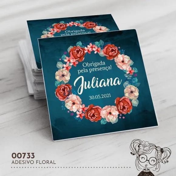 Adesivo Quadrado Floral - 00733