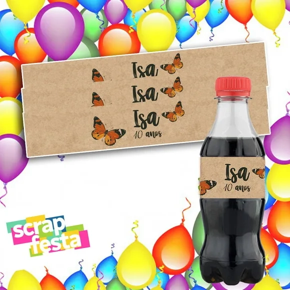 Rótulo Personalizado Mini Coca 19,5x3,5 Aniversário Vintage