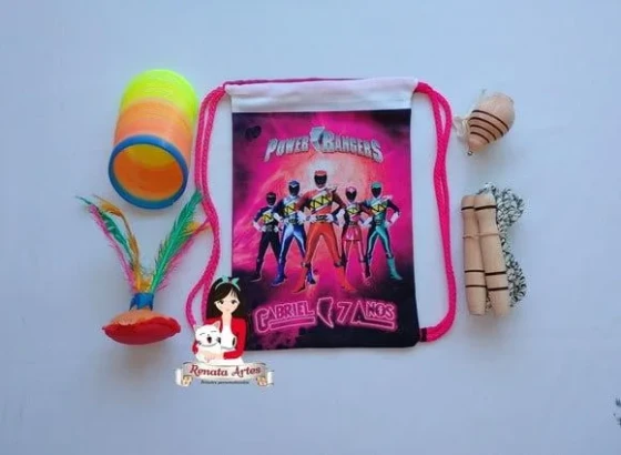 Mochila Boa Infância Tema Power Rangers Rosa