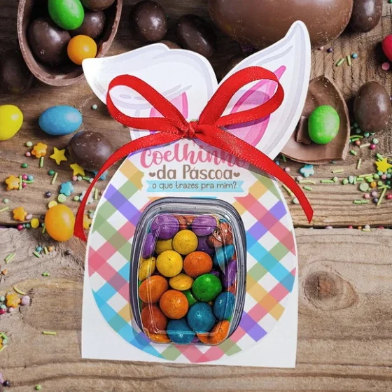Card com Fitinha Orelha Páscoa Blister com Confete Coelho