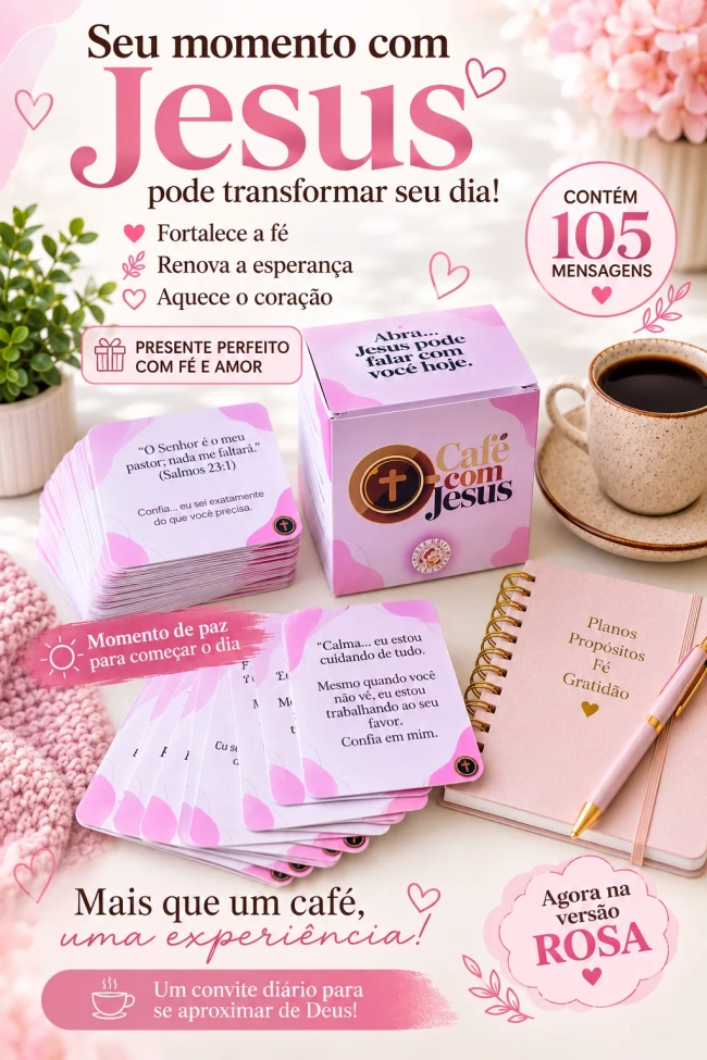 Jesus Caixa Rosa | 105 Mensagens Bíblicas | Caixinha Devocional Cristã | Presente Evangélico | Versículos Inspiradores