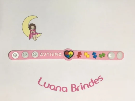 Pulseira Modelo Autismo Rosa Emborrachado Pct 3 Unidades