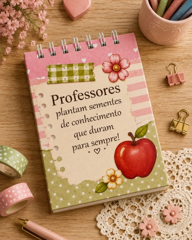 Bloco de Notas Professores Personalizado 11x15cm- Capa dura Dia dos Professores