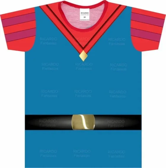 Camiseta Infantil Fantasia Príncipe Clássico Azul e Vermelho