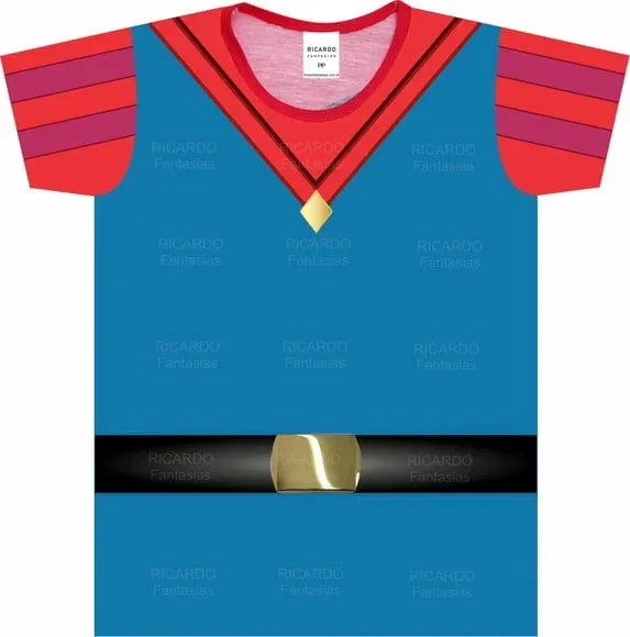 Camiseta Infantil Fantasia Príncipe Clássico Azul e Vermelho