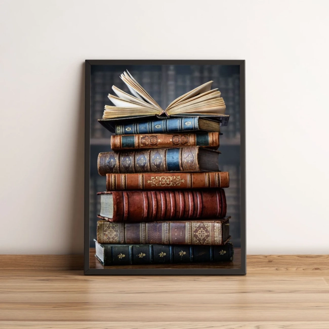 Quadro Livros Antigos De Biblioteca 345
