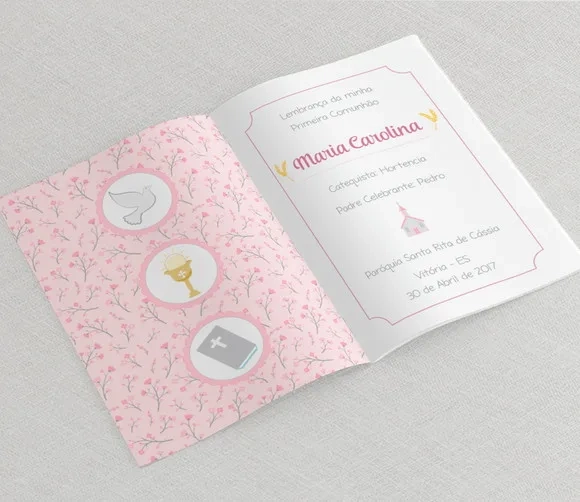 Lembrancinha Eucaristia - Livro De Orações - Cálice Rosa