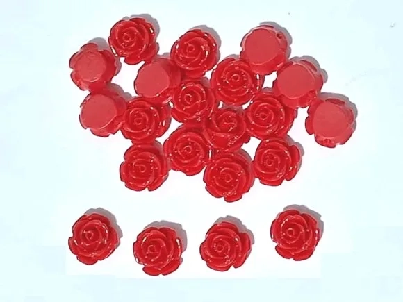 Rosa de Resina Plástica Furo Passante 1,6cm - 10 Unidades