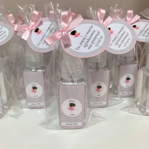 Álcool 70% Spray Lembrancinha aniversário bailarina