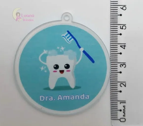 Pingente Dentista Personalizado de Acrílico Adesivado - 5cm