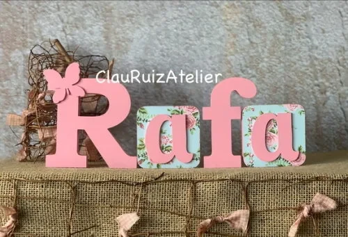 Nomes De Mdf Em Blocos Com Borboleta E Tecido