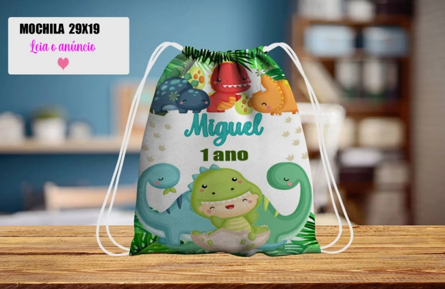 Mochilinha personalizada para lembrancinha Dinossauros Baby