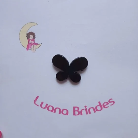 Borboleta Acrilico Passante Preta 2,5cm Pct 20 Unidade