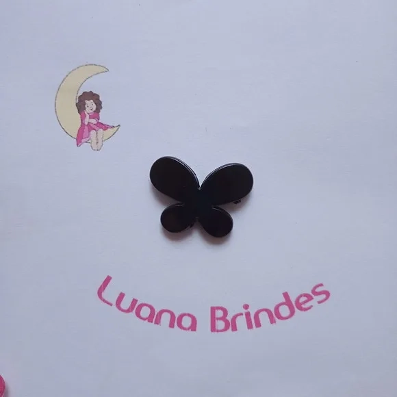 Borboleta Acrilico Passante Preta 2,5cm Pct 20 Unidade