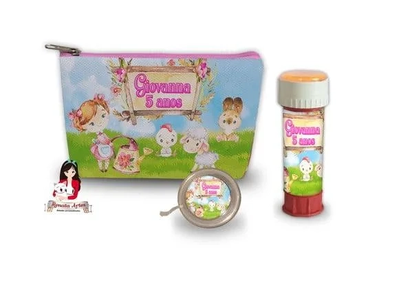 Necessaire com Ioiô e Bolhas de Sabão Fazendinha Rosa