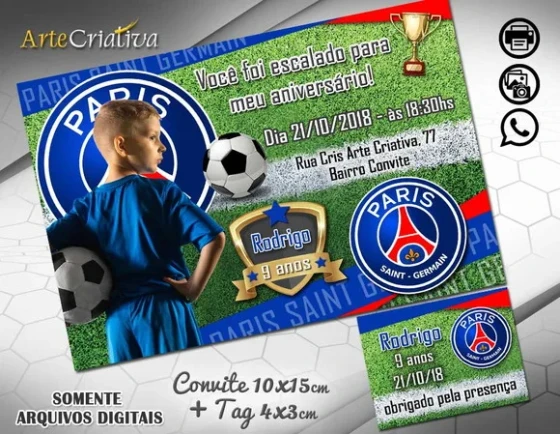 CONVITE DIGITAL C/TAG Futebol Paris Saint Germain PSG
