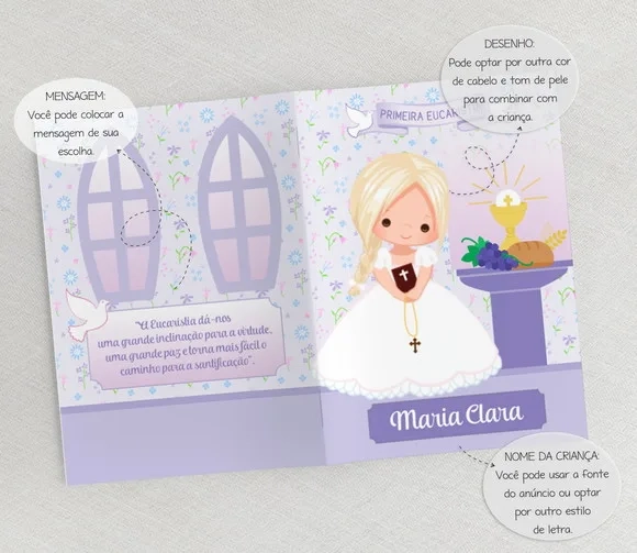 Lembrança Primeira Comunhão Livro De Orações - Cálice Lilás