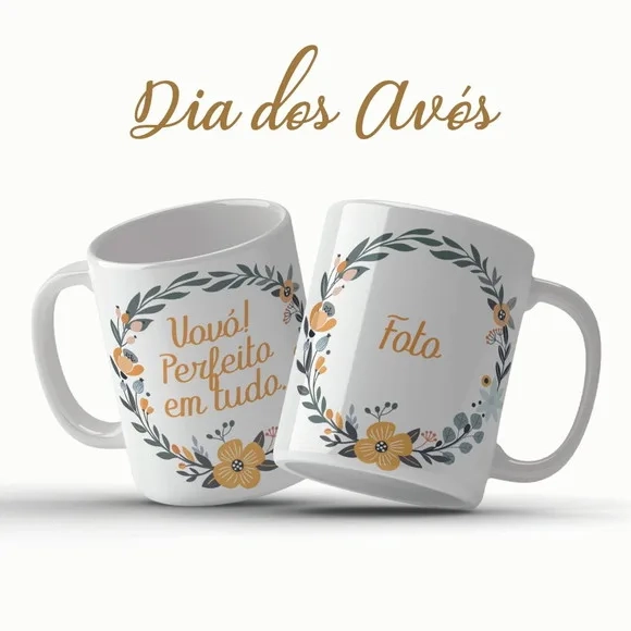 Caneca Dia dos Avós Personalizada com Foto e Frase