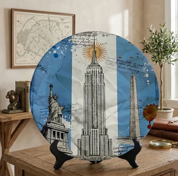 Prato Porcelana Argentina 21cm - Monumentos e Bandeira