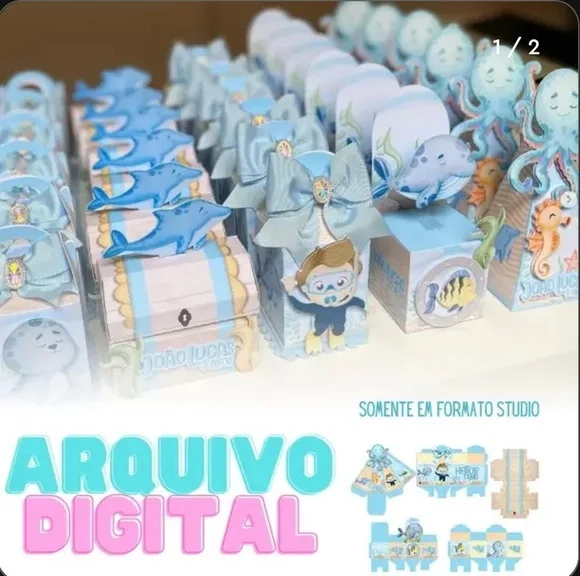 Kit 45 Lembrancinhas Fundo do Mar