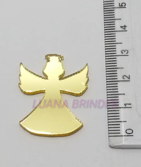 Aplique Anjo em Acrílico Espelhado Dourado - 3cm